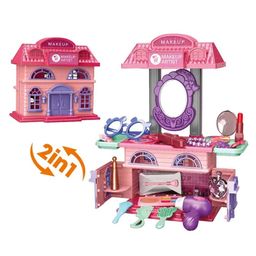 Elecart DIY 2-in-1 Princess Makeup Vanity Playset 31PCS Pretend Beauty Kit with Mirror, Hair Dryer & Accessories Kids Makeup Toy for Girls Ages 3-8 Role Play House & Travel Case-20