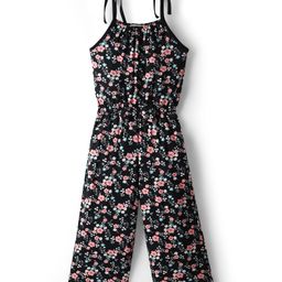 CrayonFlakes Knit Sleeveless Floral Printed Jumpsuit - Black-image-94