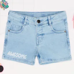 Pantaloons Junior Cotton Woven Awesome Text Printed Shorts - Light Blue-picture-28