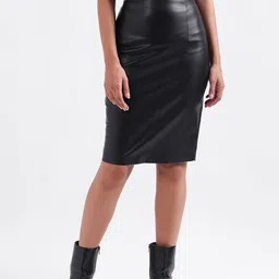 ELLE  Women Solid Fitted Pencil Above Knee Skirt-image-20
