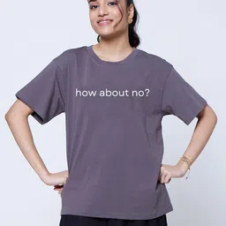 LoveDky Typography Printed Drop-Shoulder Sleeves Round Neck Cotton Oversized T-shirt-picture-46