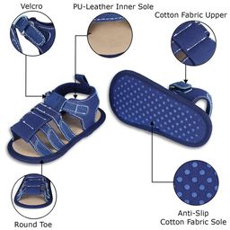 Baby Moo Velcro Hook Loop Anti Slip Sandal Booties - Blue image 4