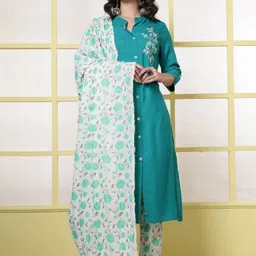 Anouk Women Floral Embroidered Regular Thread Work Kurta with Trousers & With Dupatta-picture-28