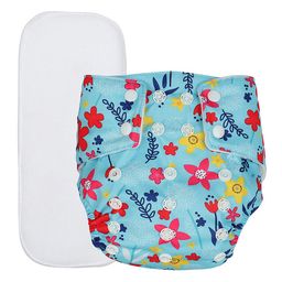 Chinmay Kids  Freesize Reusable Washable Adjustable Snap Buttons Cloth Diaper For Babies With Wet Free Insert Pads Leak Proof & Dry Feel- Sky Blue Flower image 4