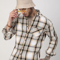 VASTRADO Men Classic Slim Fit Opaque Checked Casual Shirt-picture-12