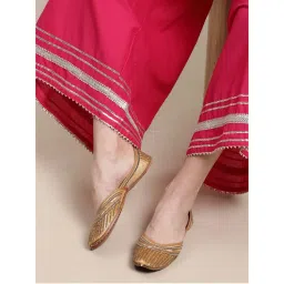 GLAM STORY Handcrafted Gold-toned Beaded Punjabi Jutti-picture-48