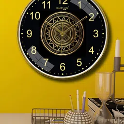 RANDOM Black & Gold-Toned Printed Traditional Wall Clock-image-88