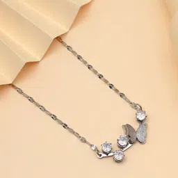 PREYANS Women Silver-Plated American Diamond Studded Necklace-43