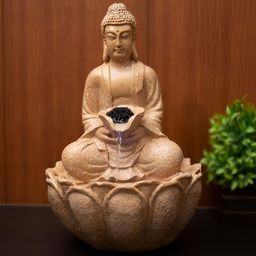 EXPLEASIA Beige Lotus Buddha Water Fountains-27
