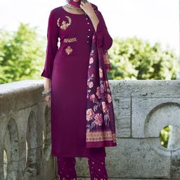 DIVASTRI Women Floral Embroidered Regular Thread Work Kurta with Trousers & With Dupatta-picture-30