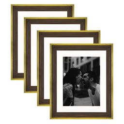 Art Street Gold Toned & Brown Wood Wall Photo Frames (Pack of 4)-16