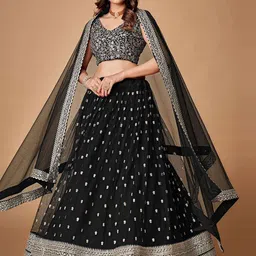 DIVASTRI Embellished Sequinned Semi-Stitched Lehenga & Unstitched Blouse With Dupatta-image-48