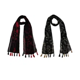 StoleVilla Women's Printed Designer Chiffon Stoles and Scarf (Multicolor) - Pack of 6-image-38