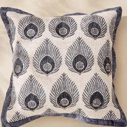 Home Centre Grey & Beige Embroidered Square Cushion Covers-24