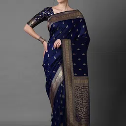 yourwish Ethnic Motifs Zari Pure Silk Banarasi Saree-image-83