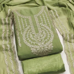 MANVAA Floral Embroidered Thread Work Georgette Unstitched Dress Material-image-44