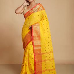 WoodenTant Woven Design Zari Pure Cotton Taant Saree-image-74