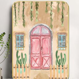 SAF Cream Colored & Pink Home Door Printed Wall Art-34