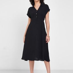 Annabelle by Pantaloons Women Shirt Collar Extended Sleeves Fit & Flare Midi Dress-image-22