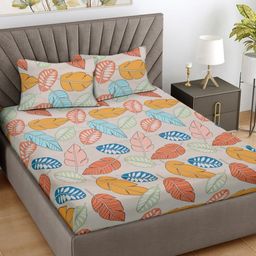 FABINALIV Off White Floral 300 TC King Bedsheet with 2 Pillow Covers 2.50 m X 2.20 m-image-98