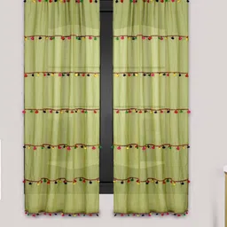 Dekor World Multicoloured Set of 2 Embellished Sheer Window Curtain-19