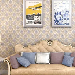 INDIAN ROYALS Cream & Lavender Floral Printed Self-Adhesive & Durable Wall Sticker-image-44
