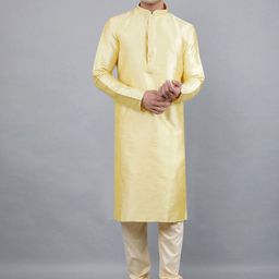 Manish Creations Solid Woven Design Band Collar Kurta with Churidar-image-18