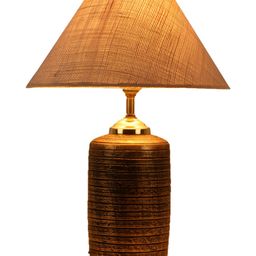 BrightDaisy White Printed Terracotta Frusturical Shaped Table Lamp image 3