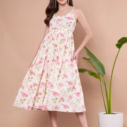 FABRIC FITOOR Women Floral Print Fit & Flare Dress-image-28