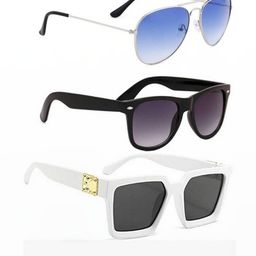 Arzonai Unisex Clear Lens & Black Aviator Sunglasses with-picture-10