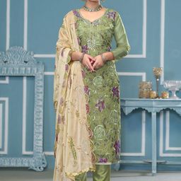 Maroosh Floral Printed Organza Unstitched Dress Material-image-85