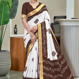 LeeliPeeri Designer Bandhani Printed Pure Cotton Saree-image-92