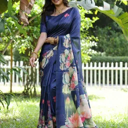 Anouk Women Floral Printed Silk Blend Tussar Saree-picture-15