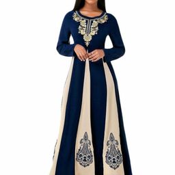 KPOP Women Colourblocked A-Line Maxi Dress-image-48