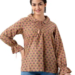 DMP EXPORT Floral Printed A Line Top-image-13