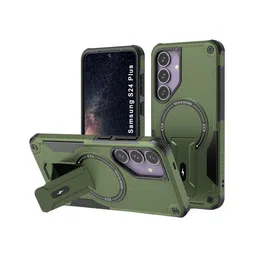 Luxury Kase Solid Printed Samsung Galaxy S24 Plus Back Cover with Portable Kickstand-9