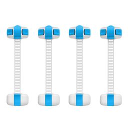 Safe-O-Kid 4 Child Safety Locks / Latches for Baby Proofing, Multipurpose, Easily Adjustable & High Quality Large Size White & Blue Pack of 4-image-0