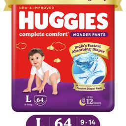 Huggies Complete Comfort Wonder Pants, India's Fastest Absorbing Diaper | L Size, 64 Diapers-image-49