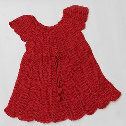 USHA ENTERPRISES Short Sleeves Scallop Trimmed Dress - Maroon-image-3