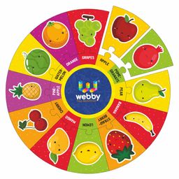 Webby Fruits Wooden Round Shape Jigsaw Puzzle Multicolor -  13 Pieces-2