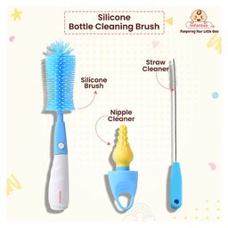 Infantso 3-in-1 Silicone Bottle Cleaning Brush: Deep Clean Baby Bottle, Nipples, and Straws - Blue-image-61