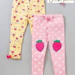 Babyoye Supima Cotton Full Length Leggings Printed Pack of 2 - Pink & Yellow-image-57