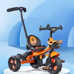 Babyhug Plug & Play Endure Tricycle with Parental Push Handle & Storage Basket - Orange-image-53