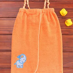 Babyhug Singlet Sleeves Bathrobe Elephant Embroidery - Orange-picture-11