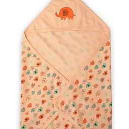 LuvLap Hooded Wrapper Cum Blanket Elephant Print - Orange-81