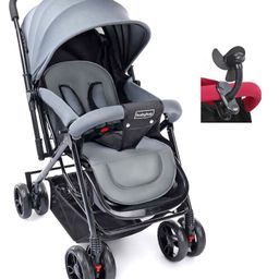 Babyhug Symphony Stroller With Reverisble Handle & Mosquito Net - Grey-18