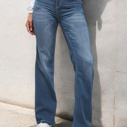 Miss Chase Women Wide Leg Light Fade Stretchable Jeans-picture-18