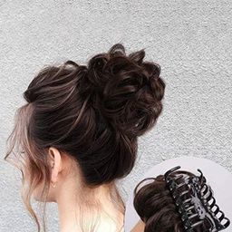 camola deva Clip-In Wavy Bun Hair Extension - Brown - 5 Inch-image-102