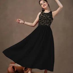 Sangria Girls Sequined Embellished Fit & Flare Maxi Dress-image-45