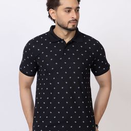 GEE 5 Polka Dot Printed Polo Collar Short Sleeves Cotton T-Shirt-image-86